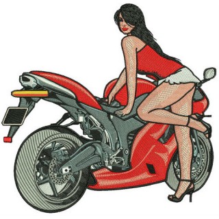 Sexy biker 3 embroidery design - Embroidery Design