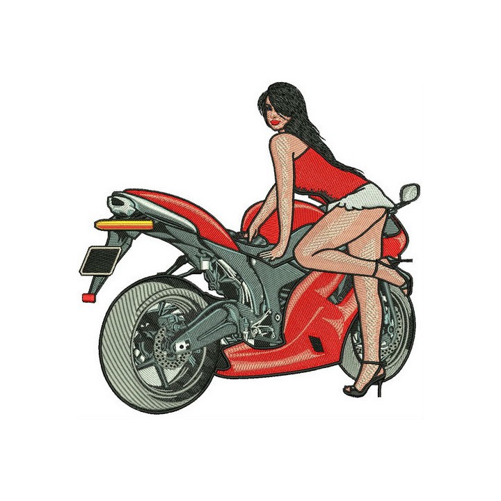 Sexy biker 3 embroidery design - Embroidery Design