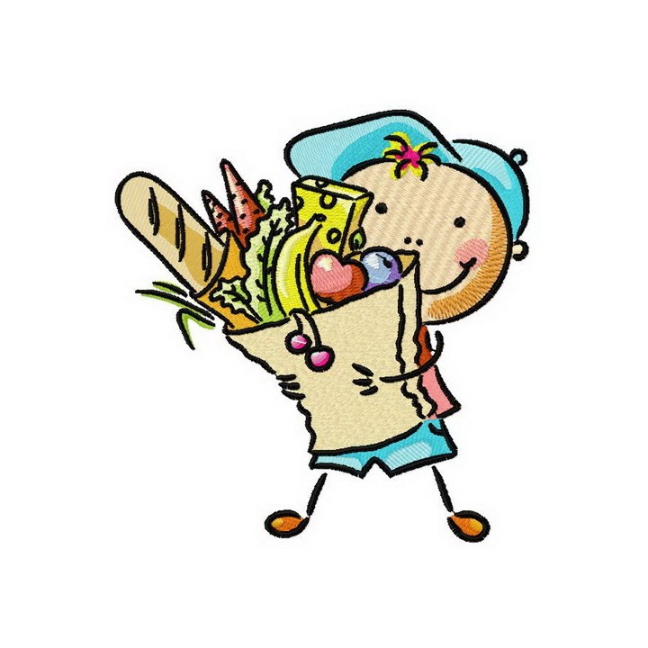 Boys shopping embroidery design - Embroidery Design