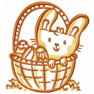 Funny Easter bunny in basket embroidery design - Embroidery Design