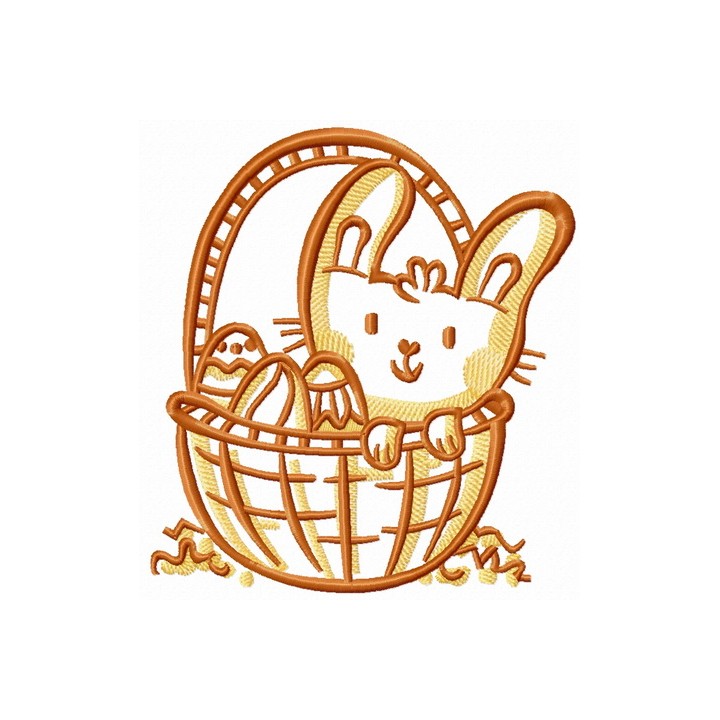 Funny Easter bunny in basket embroidery design - Embroidery Design