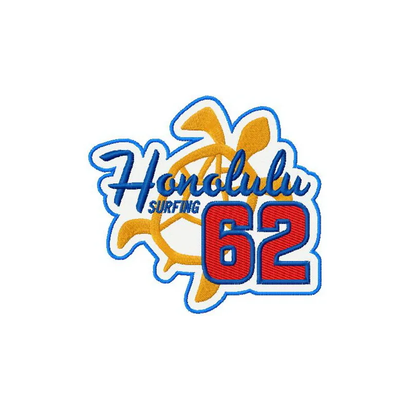 Preview of Honolulu surfing 62 embroidery design from the Legends of South Pacific collection.