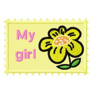 Postage stamp My girl embroidery design - Embroidery Design