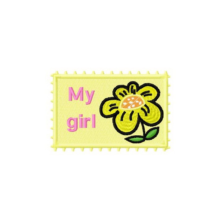 Postage stamp My girl embroidery design - Embroidery Design