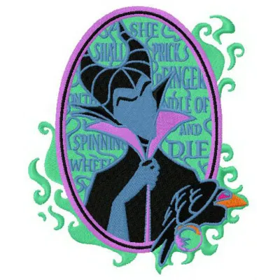 Maleficent 5 embroidery design featuring intricate details, ideal for embellishing t-shirts or hoodies.
