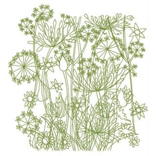 Grass and flowers silhouettes embroidery design - Embroidery Design