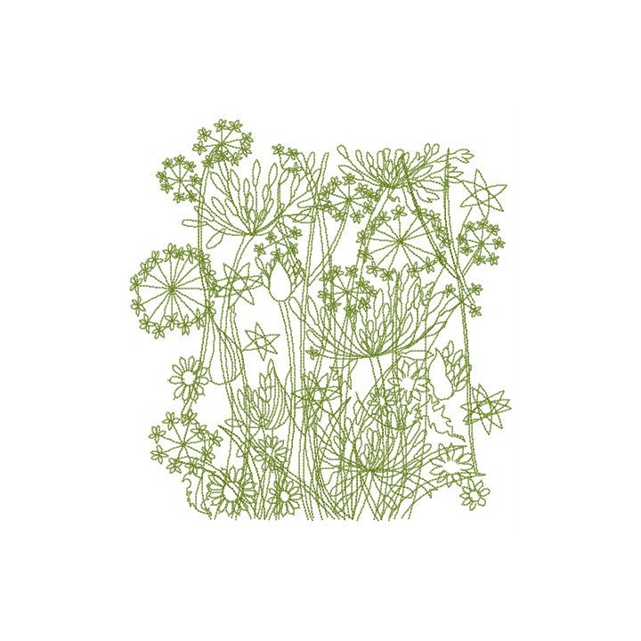 Grass and flowers silhouettes embroidery design - Embroidery Design