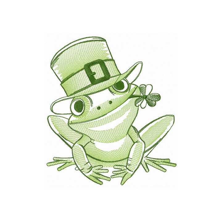 Frog celebrates St. Patrick's Day embroidery design - Embroidery Design