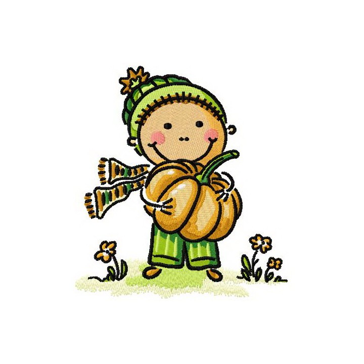 Pumpkin harvest embroidery design - Embroidery Design