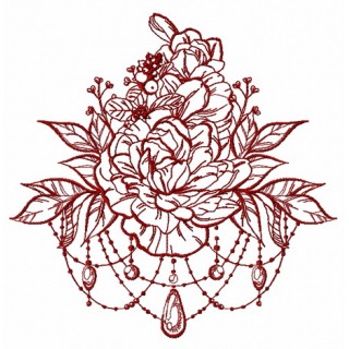 Peony bouquet 2 embroidery design - Embroidery Design