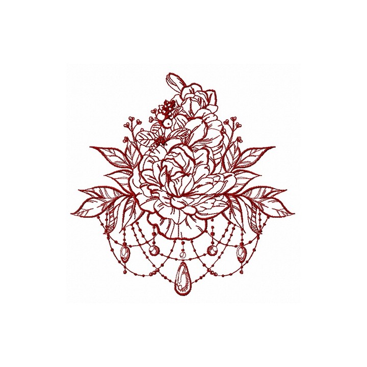 Peony bouquet 2 embroidery design - Embroidery Design