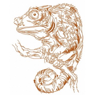 Lizard on tree branch sketch embroidery design - Embroidery Design