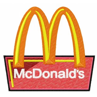 McDonald's logo embroidery design featuring the iconic golden arches, ideal for custom caps and apparel.
