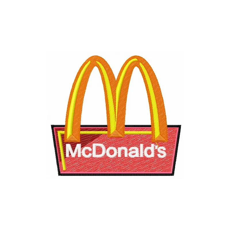 McDonald's logo embroidery design featuring the iconic golden arches, ideal for custom caps and apparel.