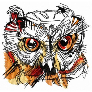 Wild owl head embroidery design - Embroidery Design