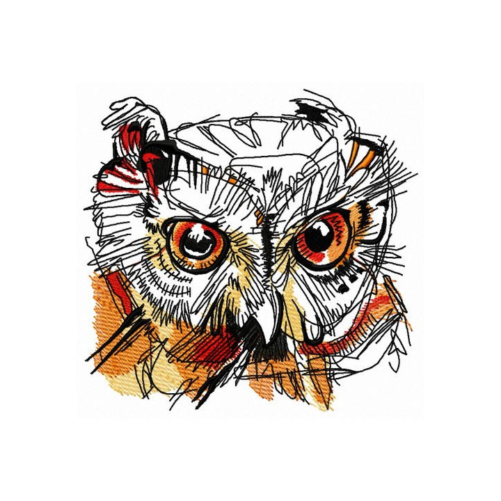 Wild owl head embroidery design - Embroidery Design