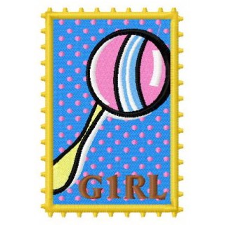 Postage stamp girl 2 embroidery design - Embroidery Design