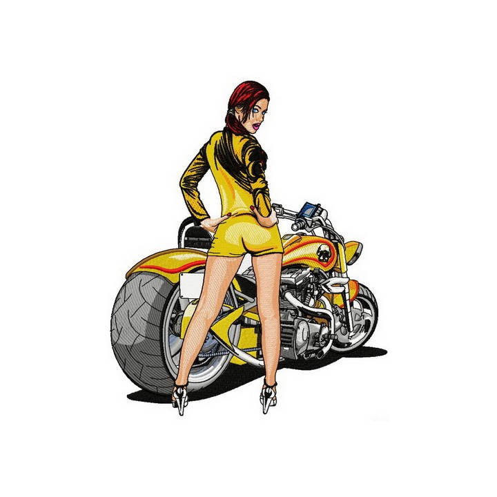 Young sassy handsome biker embroidery design - Embroidery Design