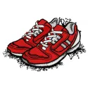Embroidery design of red sneakers featuring vibrant colors, perfect for spring stitching projects.