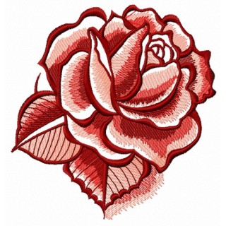 Red rose with shadow embroidery design - Embroidery Design