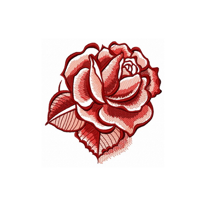 Red rose with shadow embroidery design - Embroidery Design