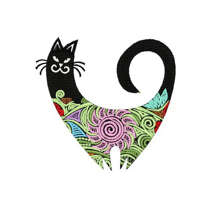 Fancy cat 2 embroidery design - Embroidery Design