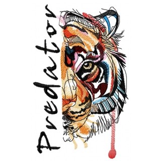 Bloody tiger muzzle predator embroidery design - Embroidery Design