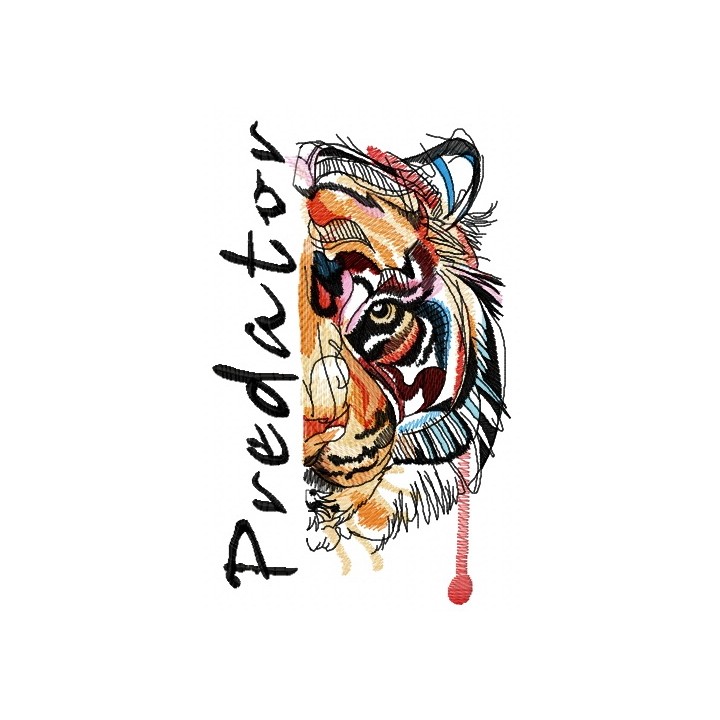 Bloody tiger muzzle predator embroidery design - Embroidery Design