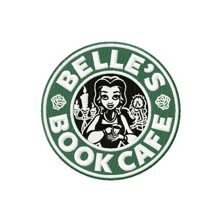 Belle's book cafe embroidery design - Embroidery Design
