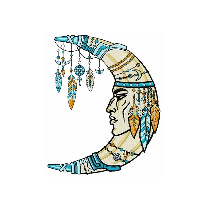 Indian moon 3 embroidery design - Embroidery Design