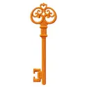 Preview of the Orange Key 2 embroidery design showcasing a vibrant key motif, perfect for bags and apparel.