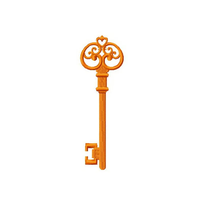 Preview of the Orange Key 2 embroidery design showcasing a vibrant key motif, perfect for bags and apparel.