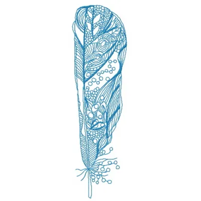 Feather with spots embroidery design showcasing intricate details, ideal for stitching on apparel and accessories.