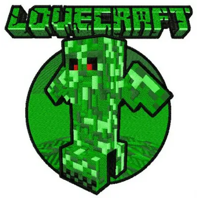 Preview of Lovecraft embroidery design featuring Minecraft-inspired stitched motifs for creative projects.