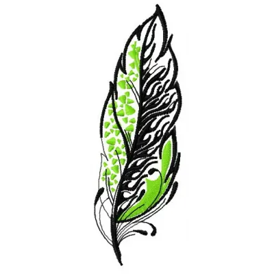 Feather 22 embroidery design preview showcasing intricate feather details, ideal for stitching on various fabrics.