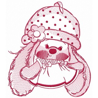 Bunny Mi in summer dress one color embroidery design - Embroidery Design