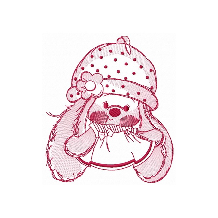 Bunny Mi in summer dress one color embroidery design - Embroidery Design