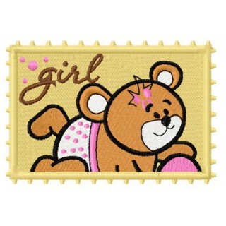 Postage stamp Girl embroidery design - Embroidery Design