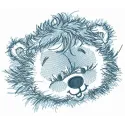 Fluffy lion embroidery design showcasing a playful lion motif suitable for t-shirts and baby onesies.