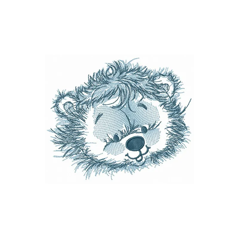 Fluffy lion embroidery design showcasing a playful lion motif suitable for t-shirts and baby onesies.