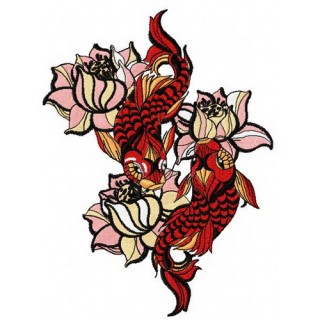 Water lilies and koi 3 embroidery design - Embroidery Design