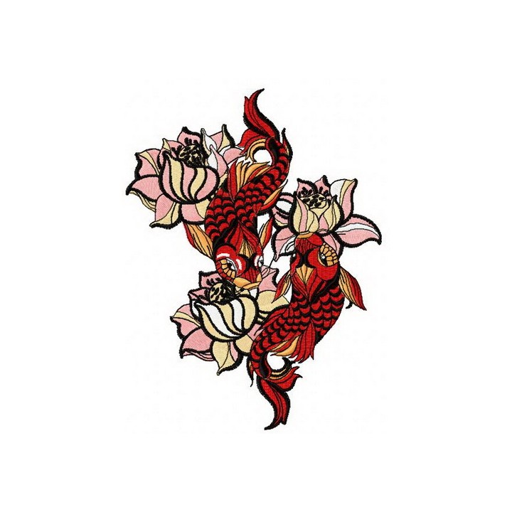 Water lilies and koi 3 embroidery design - Embroidery Design