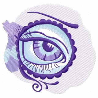Sad eye in circle embroidery design - Embroidery Design