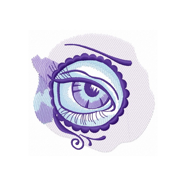 Sad eye in circle embroidery design - Embroidery Design