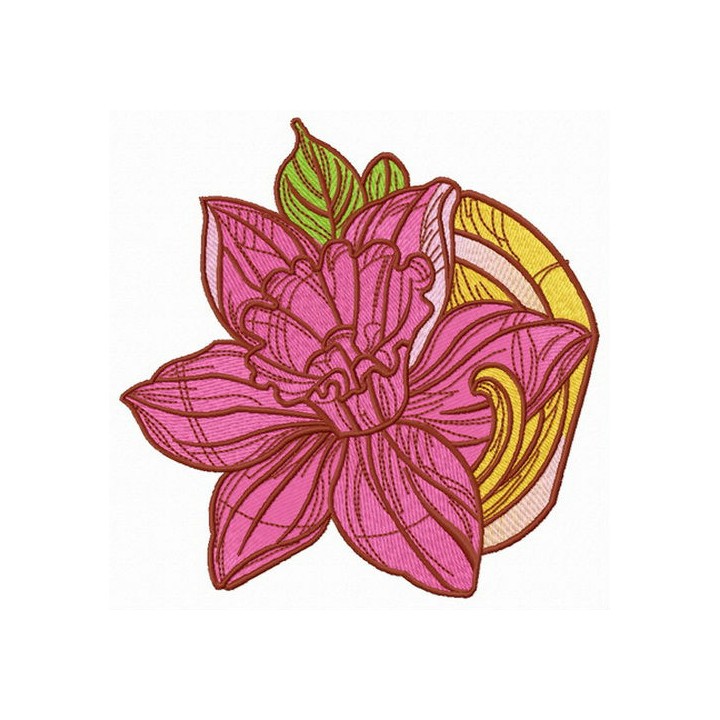 Pink daffodil embroidery design - Embroidery Design