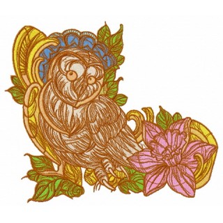 Coquet owl embroidery design - Embroidery Design