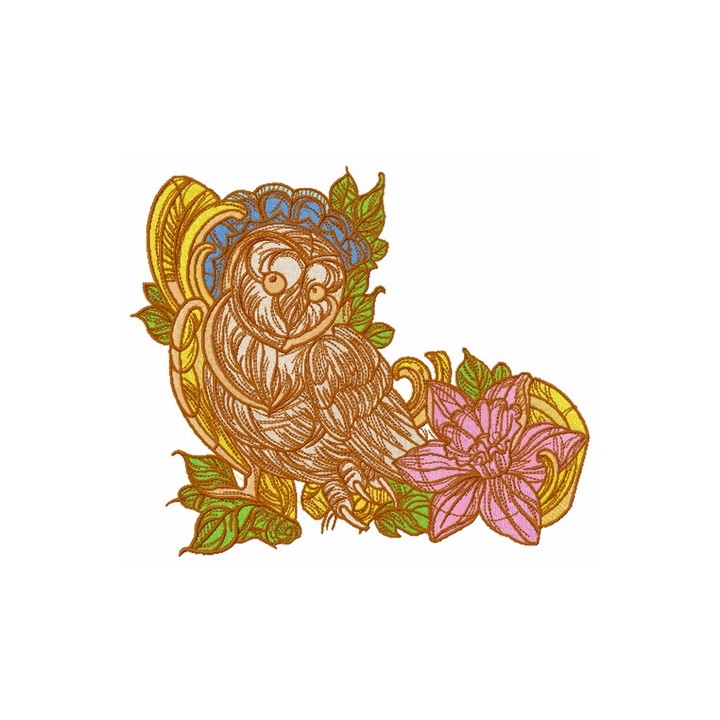 Coquet owl embroidery design - Embroidery Design