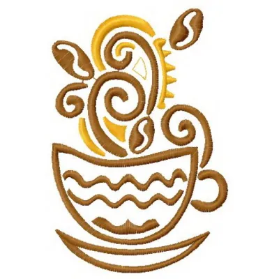 Preview of Coffee Cup 13 embroidery design featuring a whimsical coffee cup motif for stitching on various fabrics.