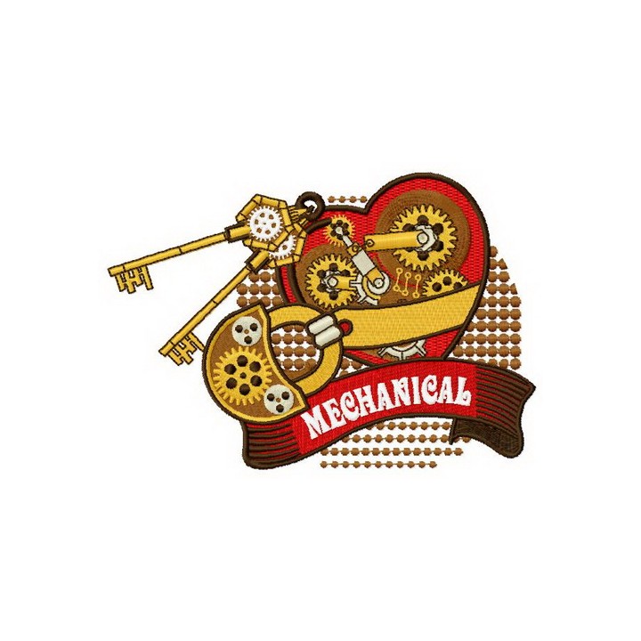 Mechanical heart 3 embroidery design - Embroidery Design
