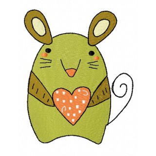 Tiny mouse with heart embroidery design - Embroidery Design